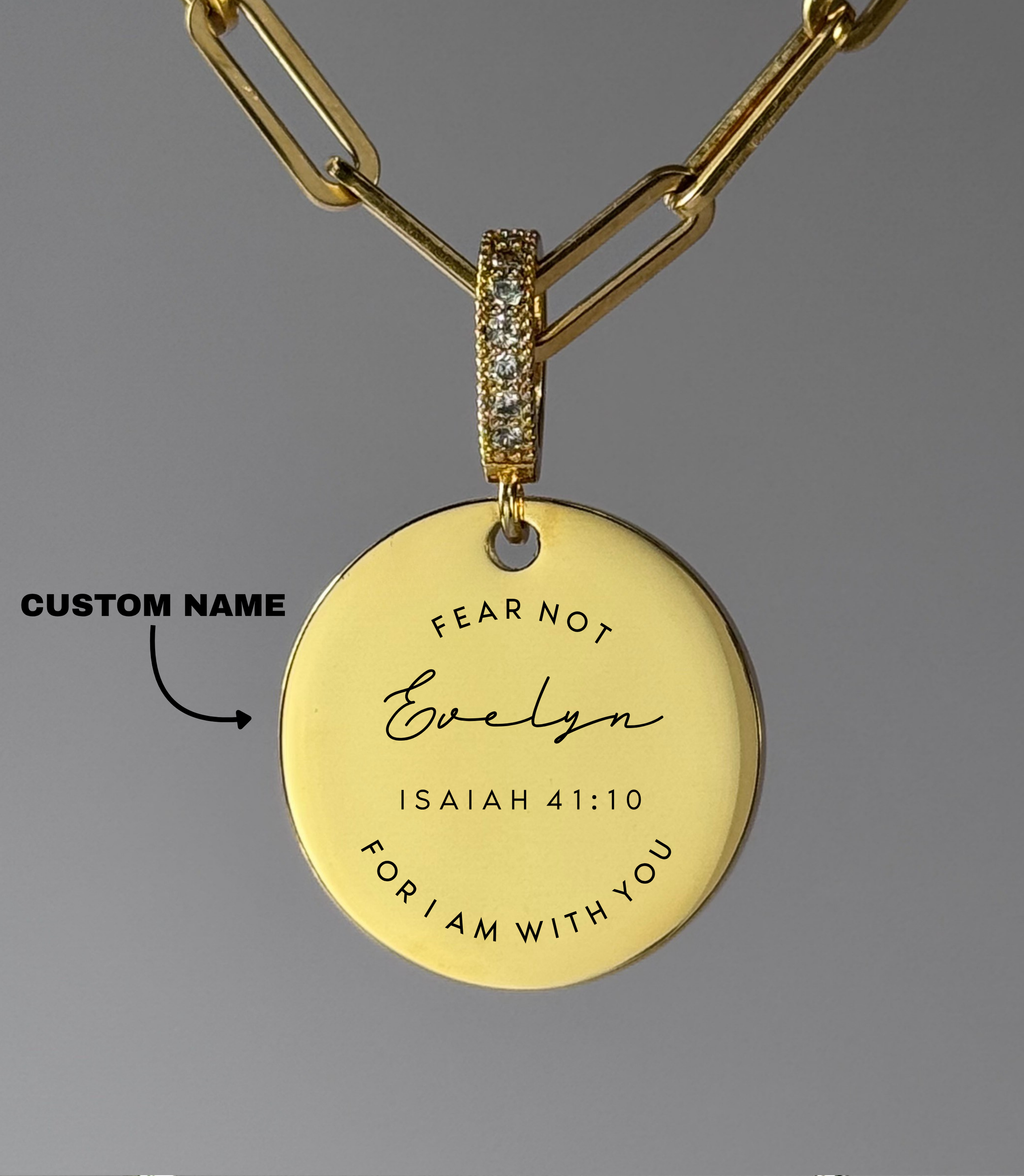 "FEAR NOT, FOR I AM WITH YOU" Custom Name Necklace | Isaiah 41:10