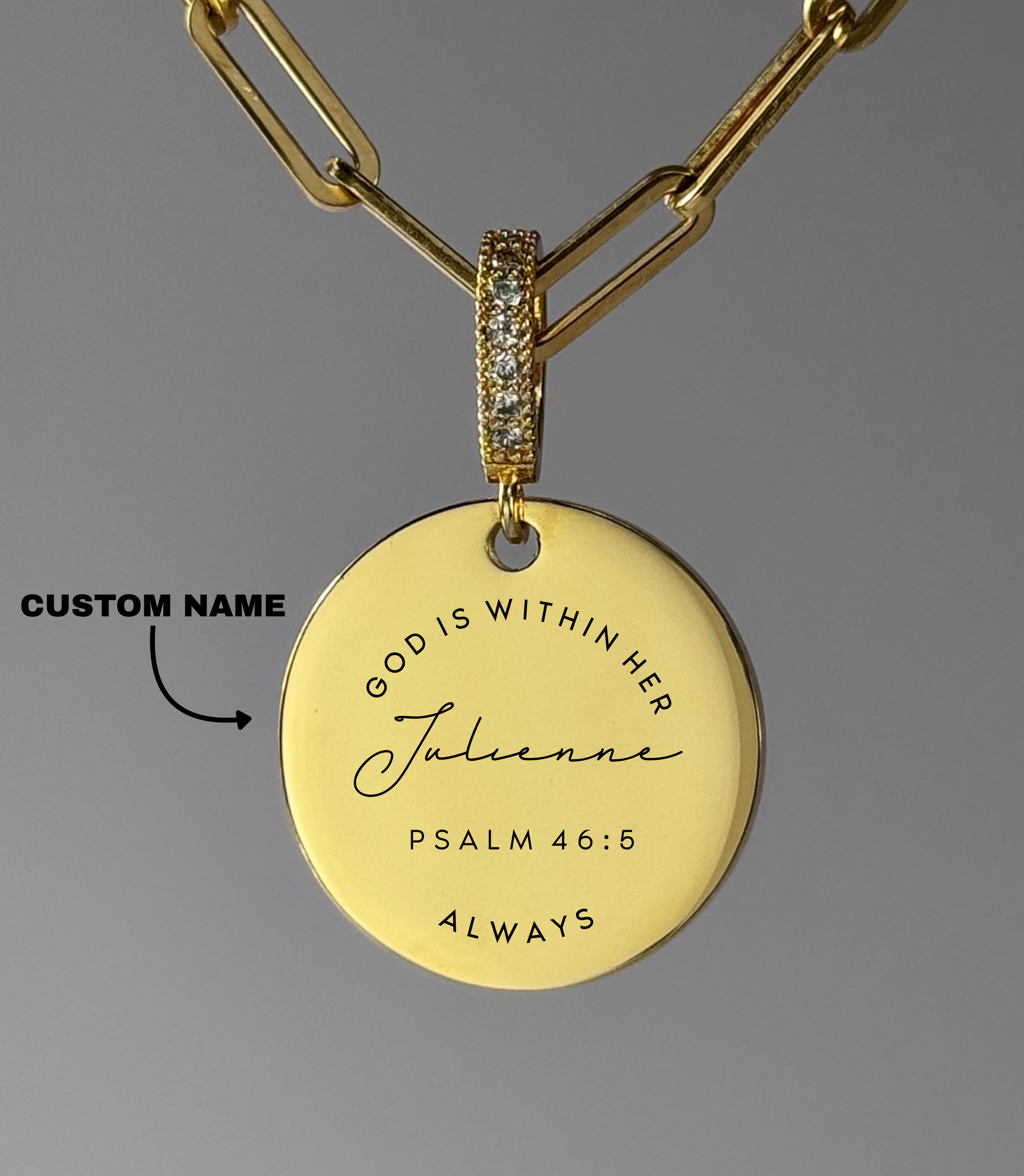 "GOD IS WITHIN HER ALWAYS" Custom Name Necklace | Psalm 46:5
