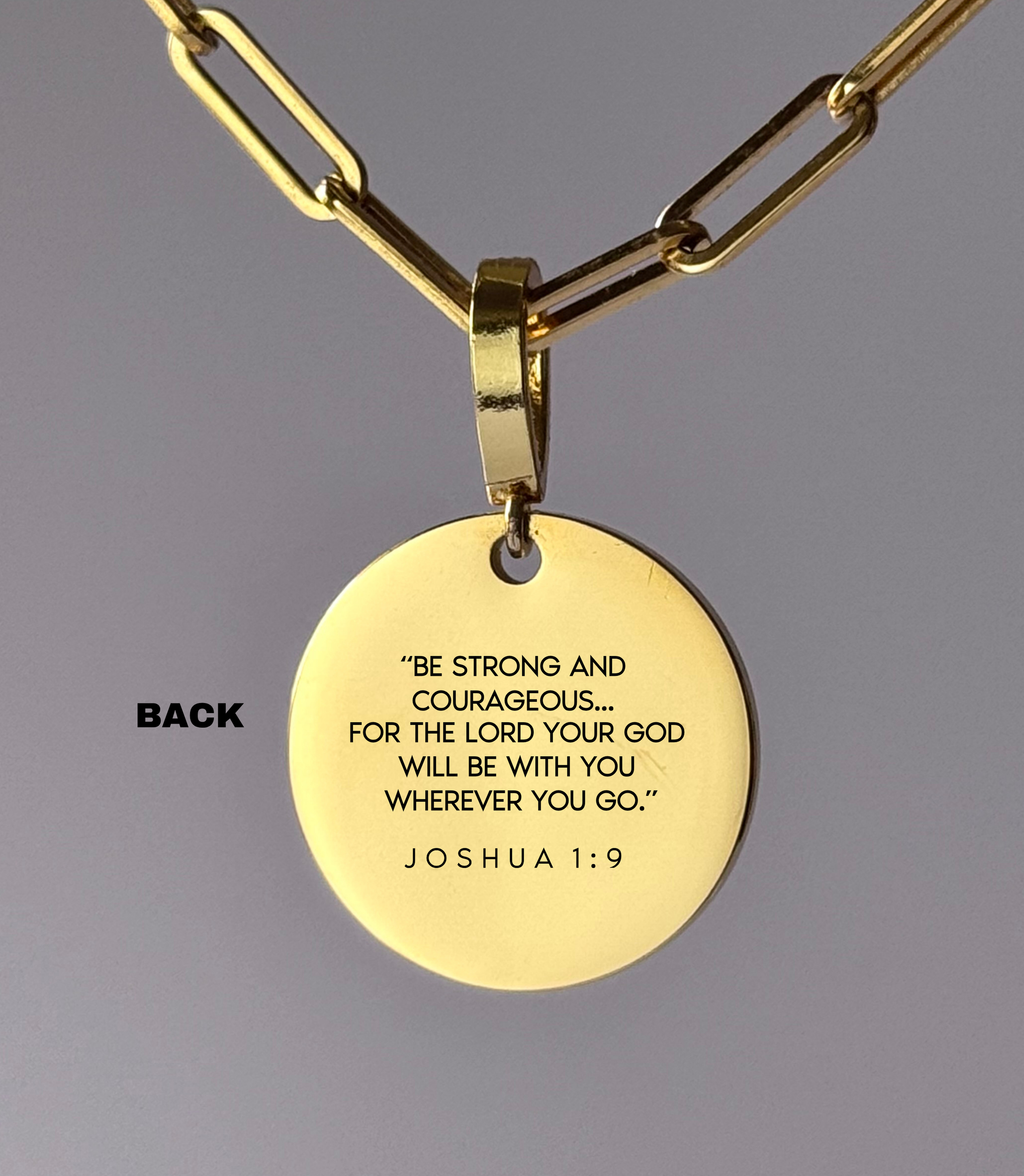 "BE STRONG AND COURAGEOUS ALWAYS" Custom Name Necklace | Joshua 1:9