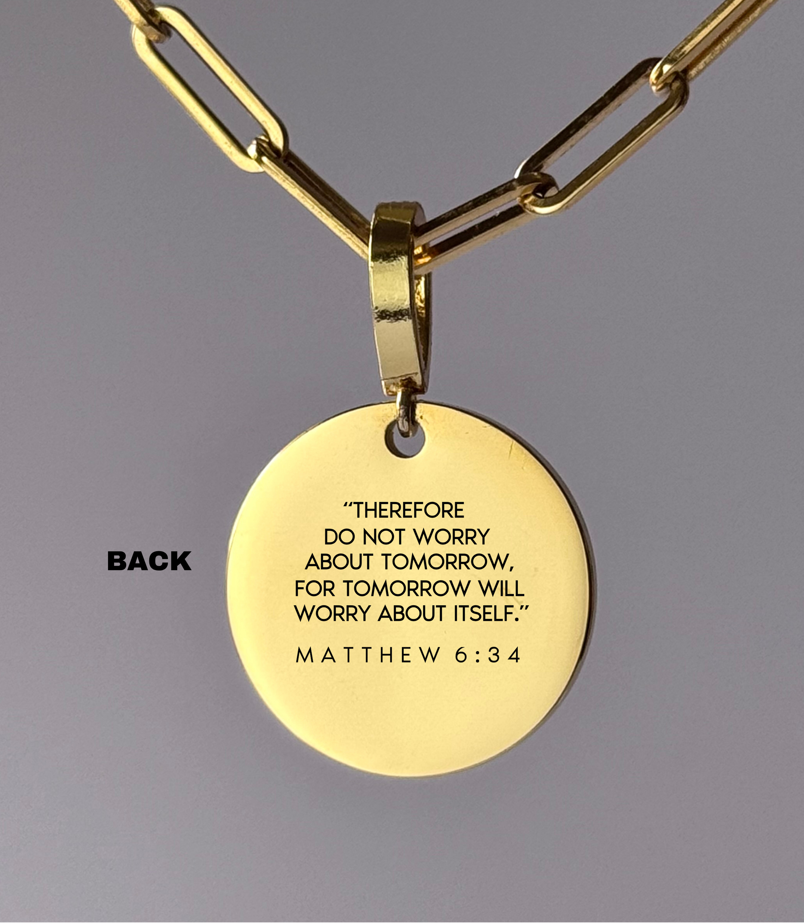 "WORRY LESS, TRUST HIM MORE" Custom Name Necklace | Matthew 6:34