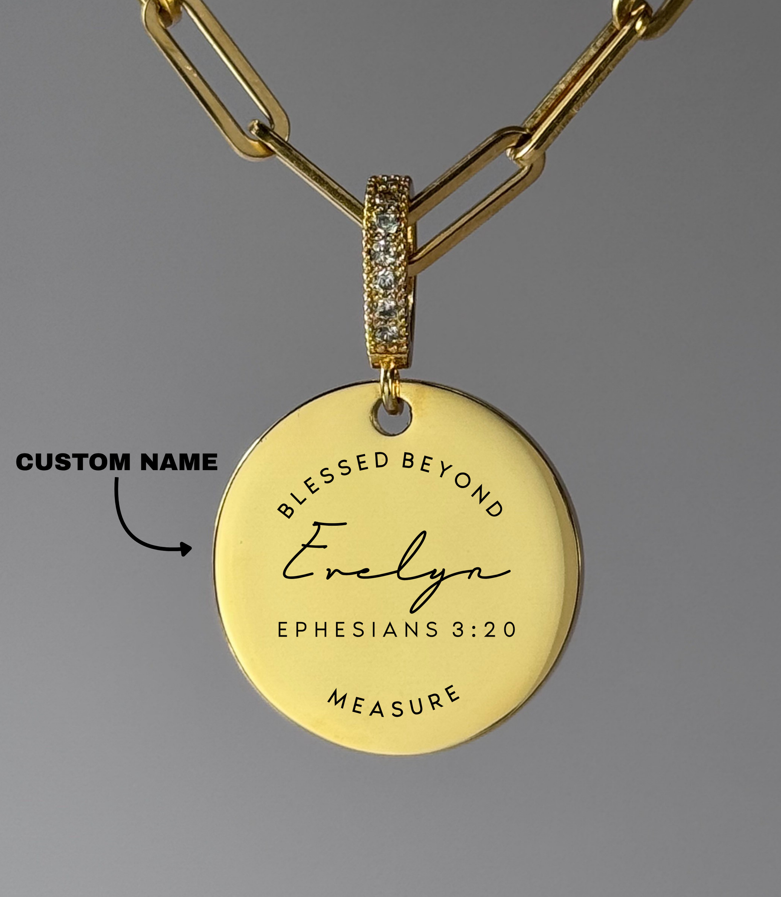 "Blessed Beyond Measure" Custom Name Necklace | Ephesians 3:20
