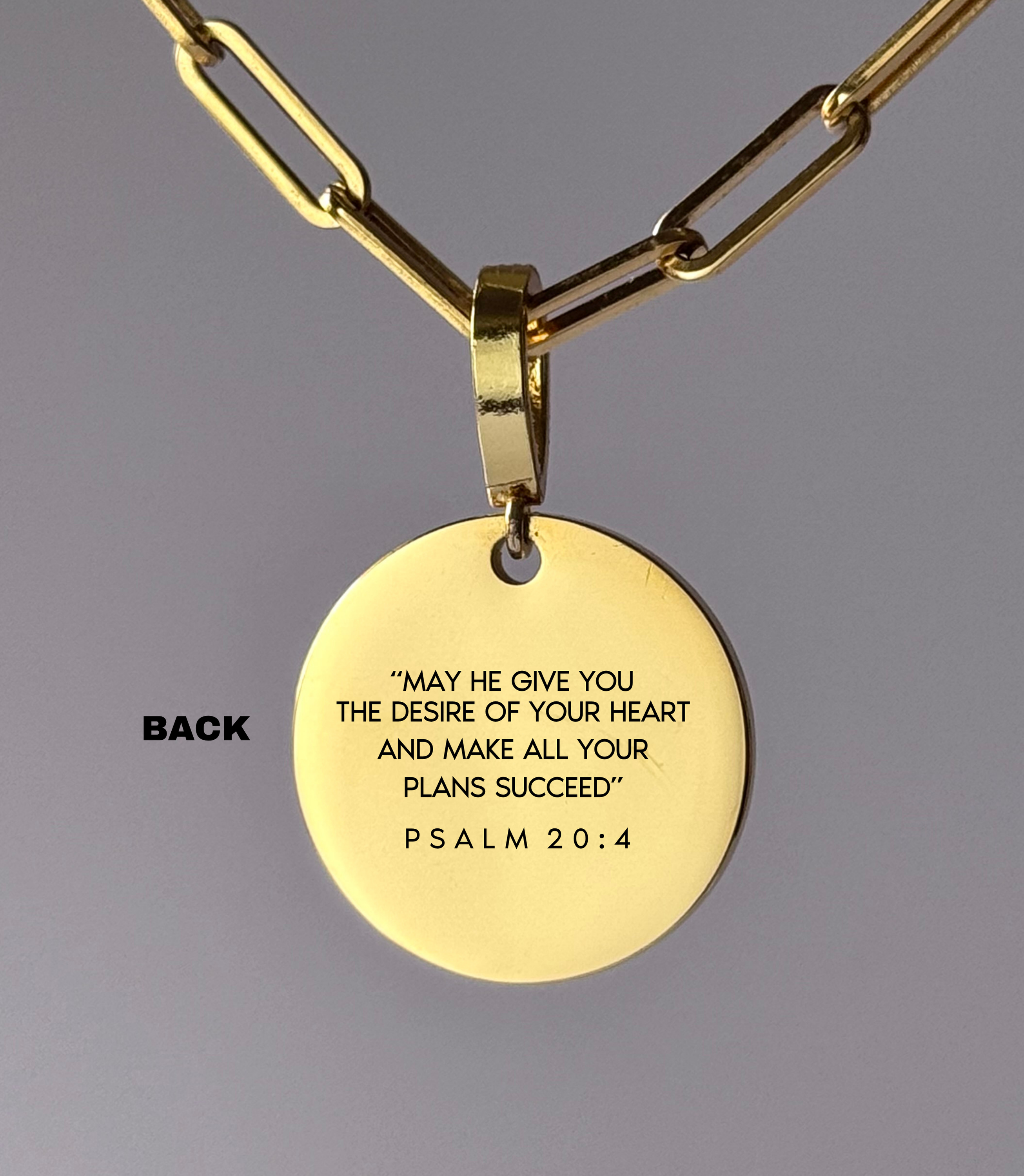 "God Blesses Your Heart's Desires" Custom Name Necklace | Psalm 20:4