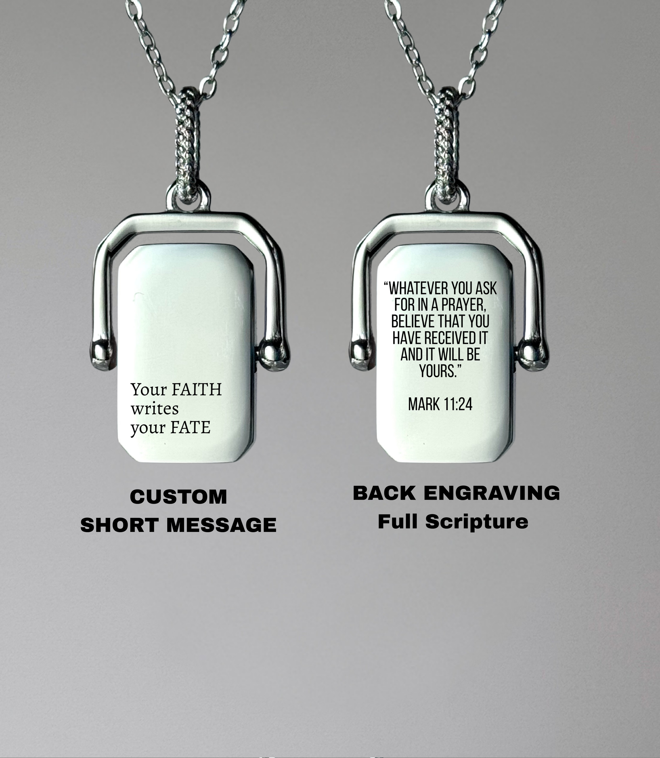 Personalized Rotating Scripture Rectangle Necklace
