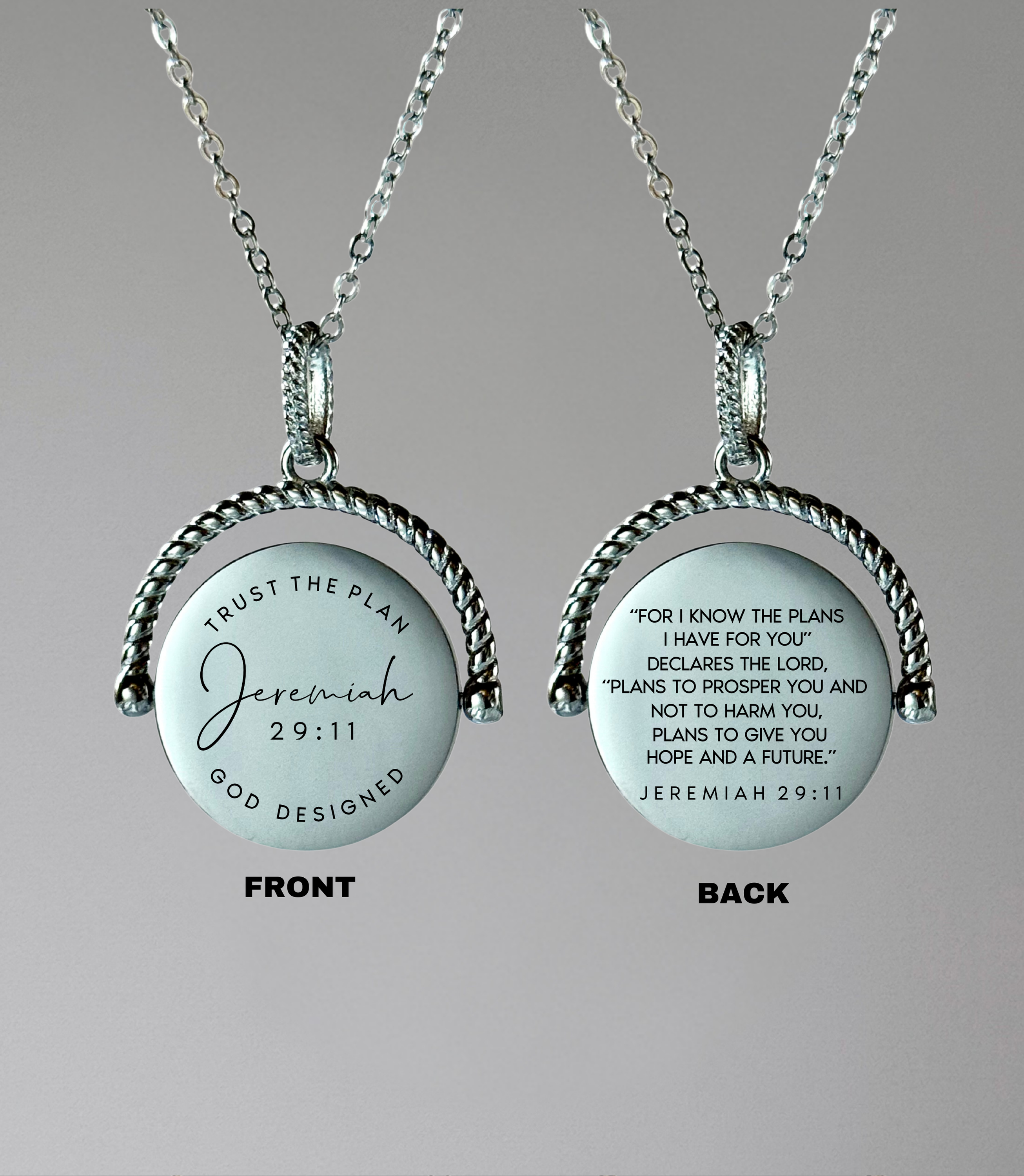 Jeremiah 29:11 Rotating Round Pendant Necklace
