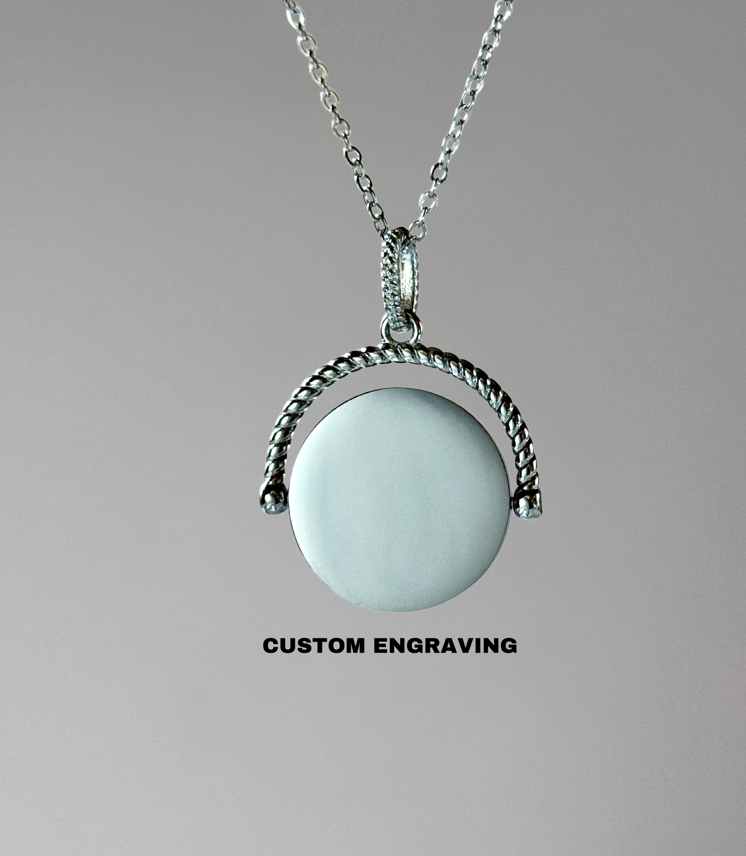 CUSTOM SCRIPTURE Rotating Round Pendant Necklace