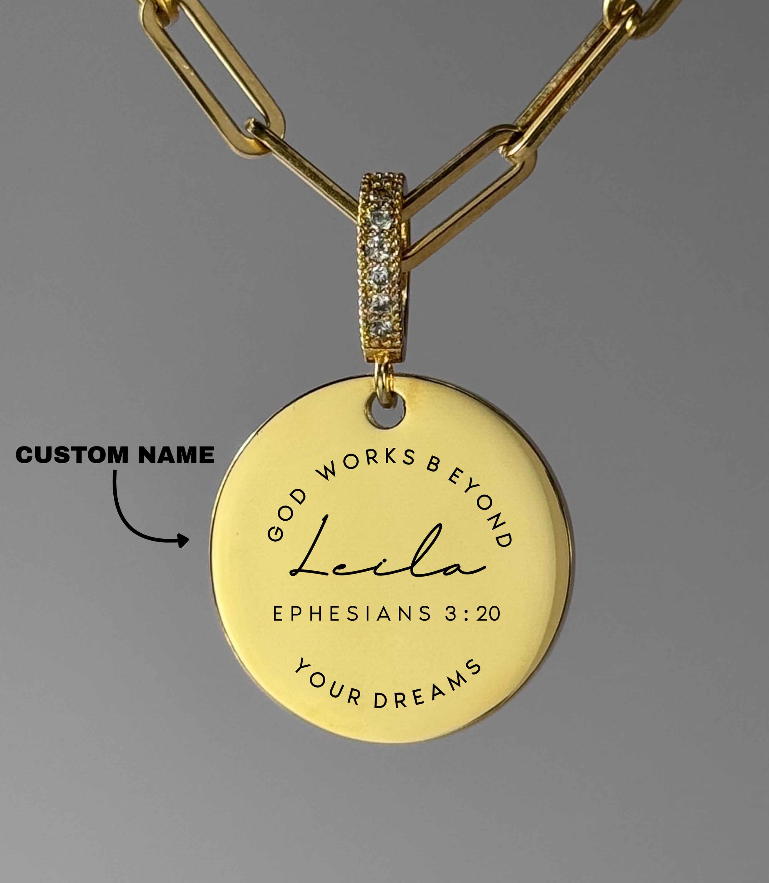 "God Works Beyond Your Dreams" Custom Name Necklace | Ephesians 3:20