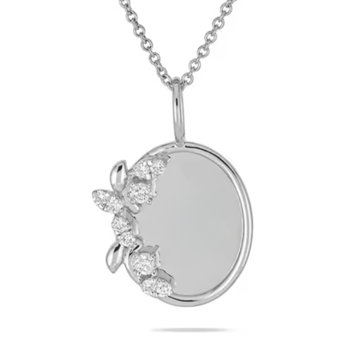 Custom Heartfelt Message on Elegant Zircon Garden Medallion Necklace | S925