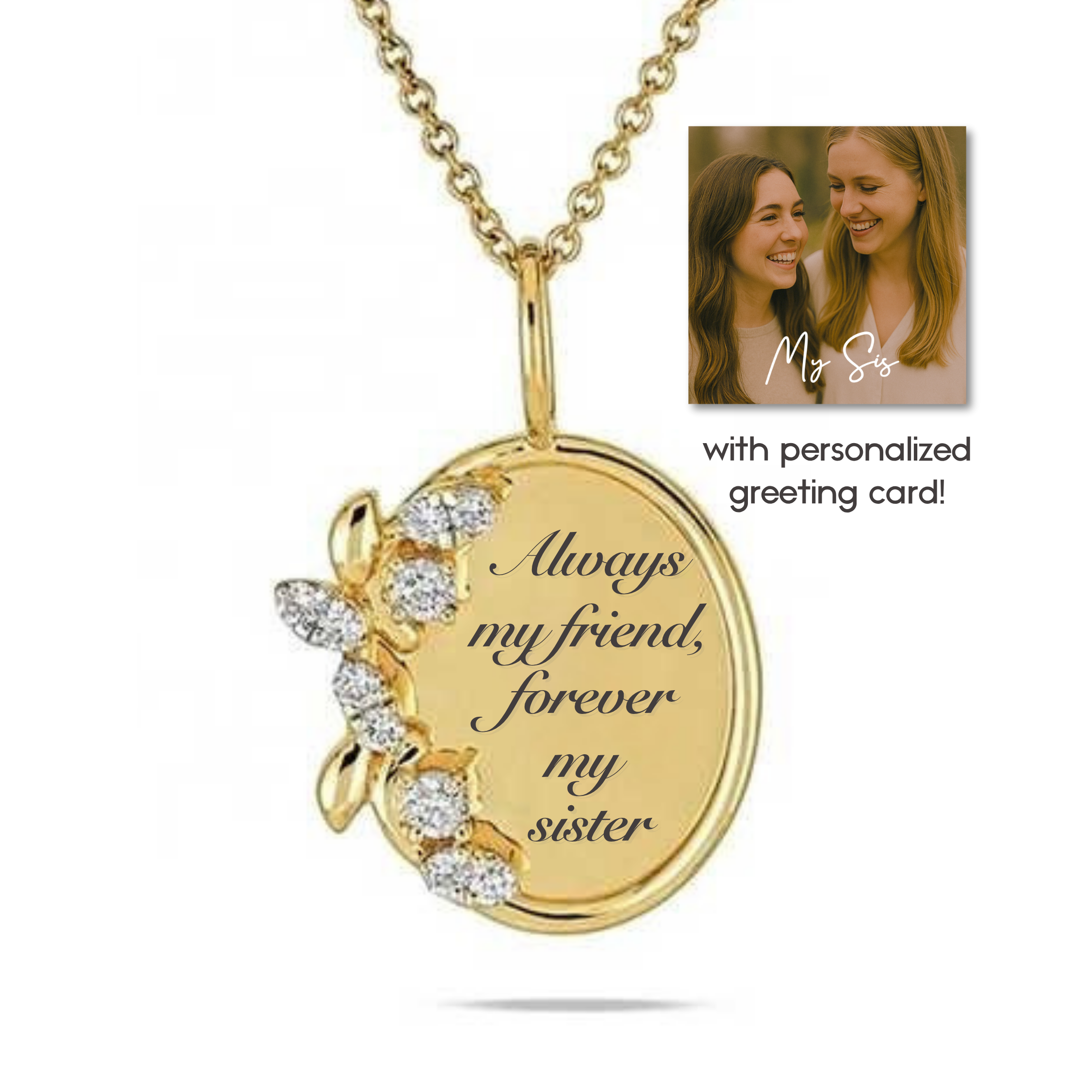“Always my friend, forever my sister” Necklace For Sister or Bestie | S925
