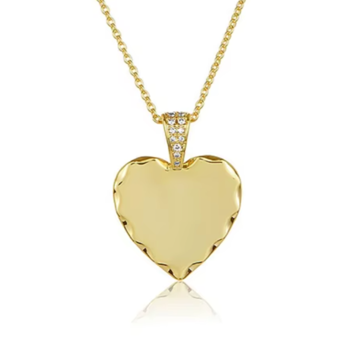 Custom Heartfelt Message on Elegant Zircon Scalloped Heart Necklace | S925