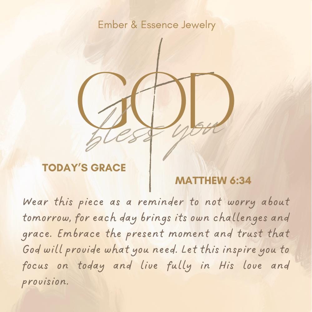 Matthew 6:34 Personalized Bible Verse Heart Necklace or Bracelet
