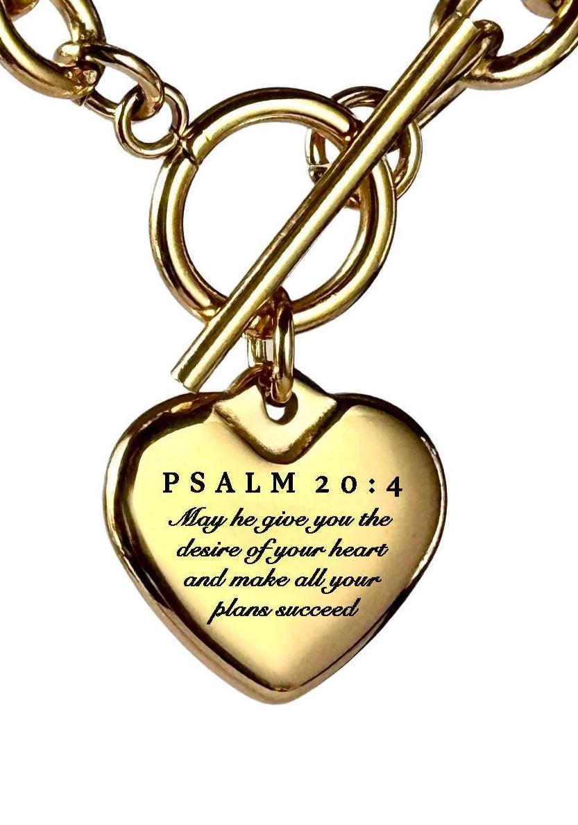 Psalm 20:54 Personalized Bible Verse Heart Necklace or Bracelet
