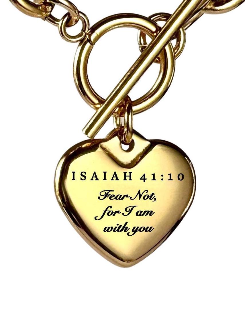 Isaiah 41:10 Personalized Bible Verse Heart Necklace or Bracelet
