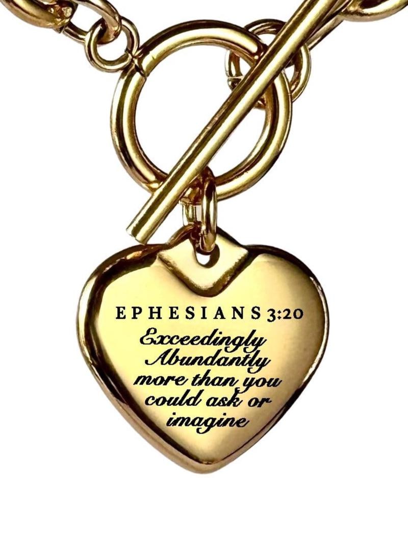 Ephesians 3:20 Personalized Bible Verse Heart Necklace or Bracelet